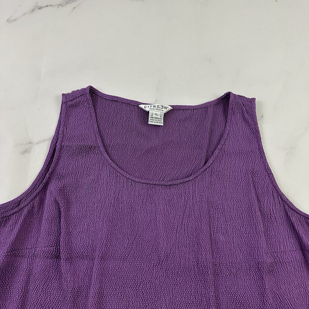 Citron Womens Shell Tank Top Size XL Purple Silk Blend Pebble Texture Scoop Neck - Picture 2 of 10